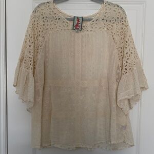 Johnny Was Women's Cream Lace Top
